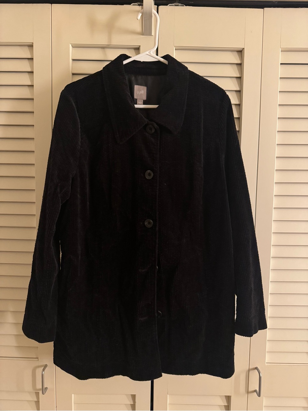 J. Jill Black Corduroy Button-Front Pea Coat